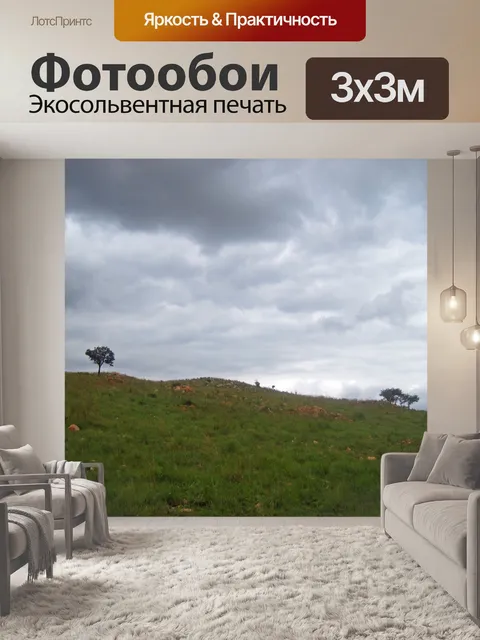 Фотообои наклонный холм под пасмурным небом