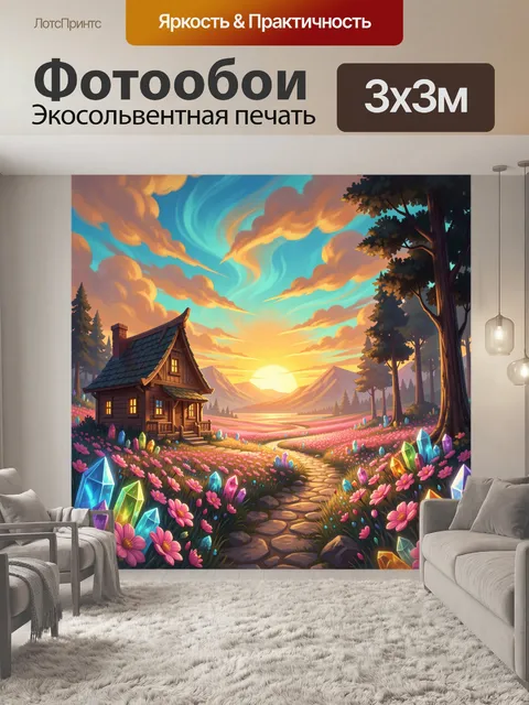 Фотообои Сказочный домик среди кристаллов