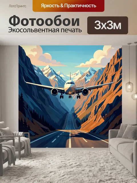Фотообои Самолет над горным ущельем
