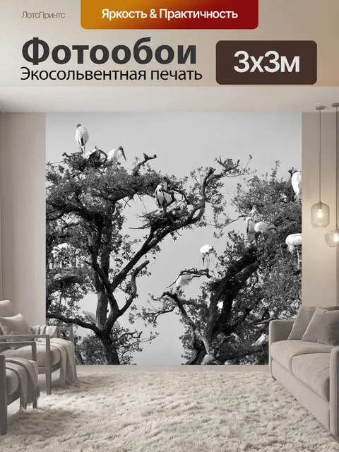 Фотообои Дерево Аисты в дикой природе