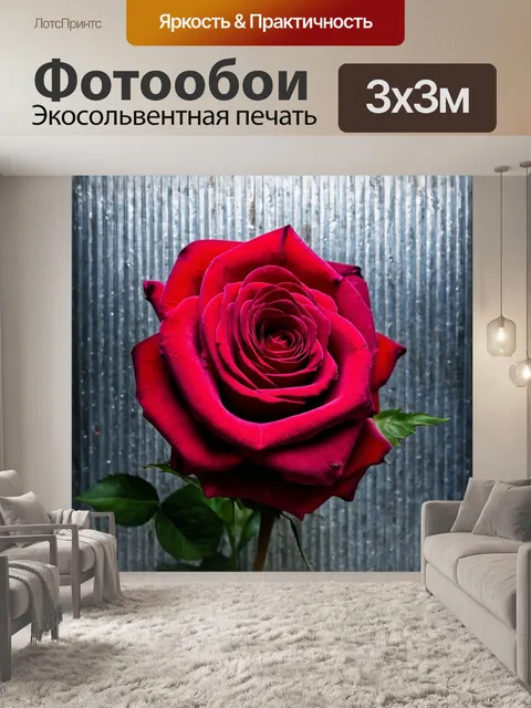 Фотообои розы на фоне стальной текстуры, создающей интересное сочетание мягкости и жесткости