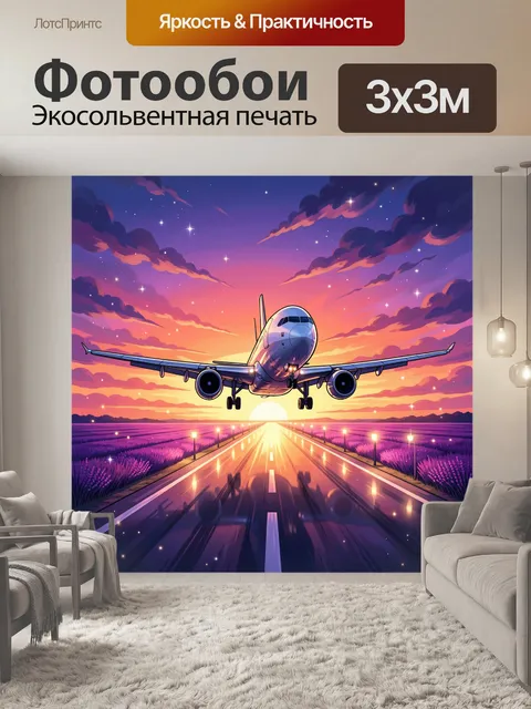 Фотообои Самолет над закатной дорогой