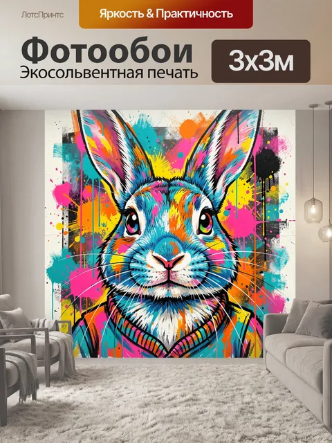 Фотообои Яркий заяц в стиле граффити