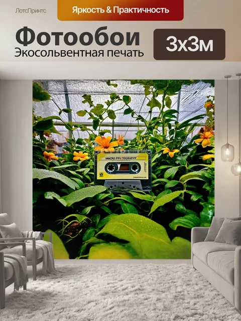 Фотообои винтажная кассета обложена растениями в тропическом оранжерее