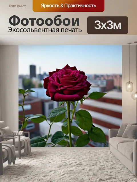 Фотообои розы с изображением городского пейзажа на заднем фоне