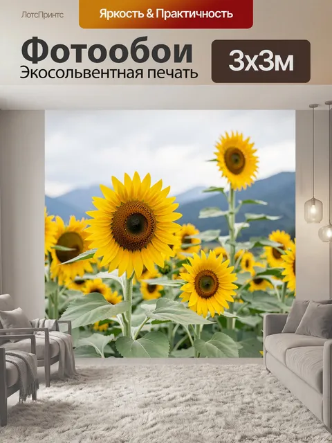 Фотообои Подсолнухи в горном поле