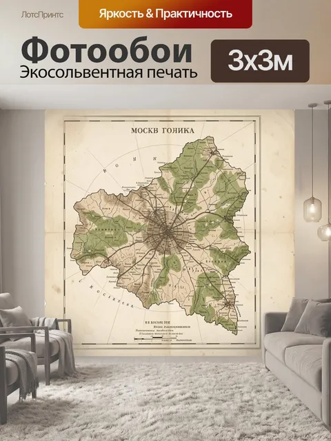 Фотообои Старинная схема Москвы и округи