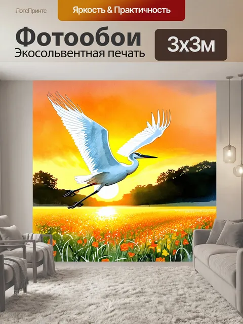 Фотообои исполинский белоног, грациозно парящий на фоне яркого заката