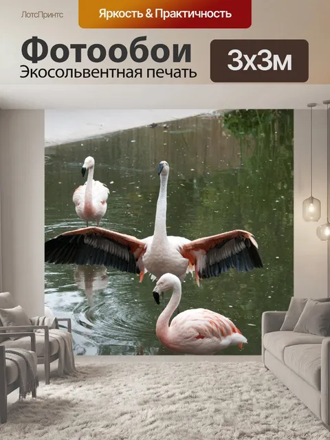 Фотообои Розовые фламинго