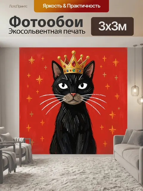 Фотообои Черный кот в короне