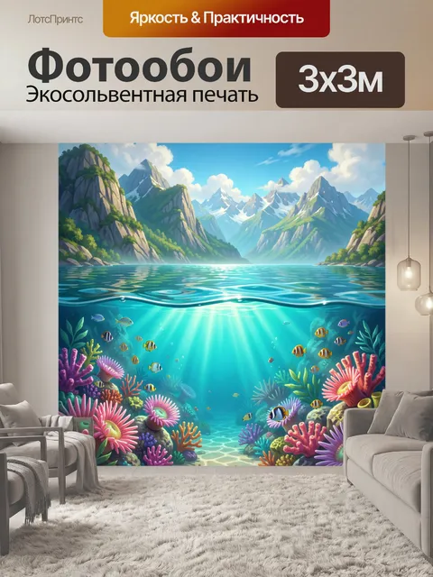 Фотообои Горное озеро и коралловый риф