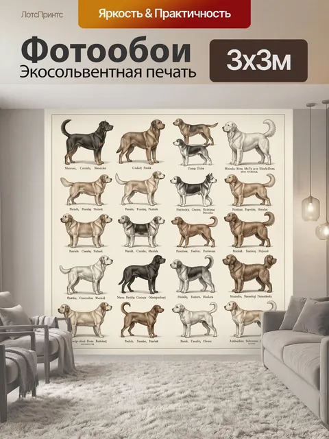 Фотообои Коллекция собак в винтажном стиле