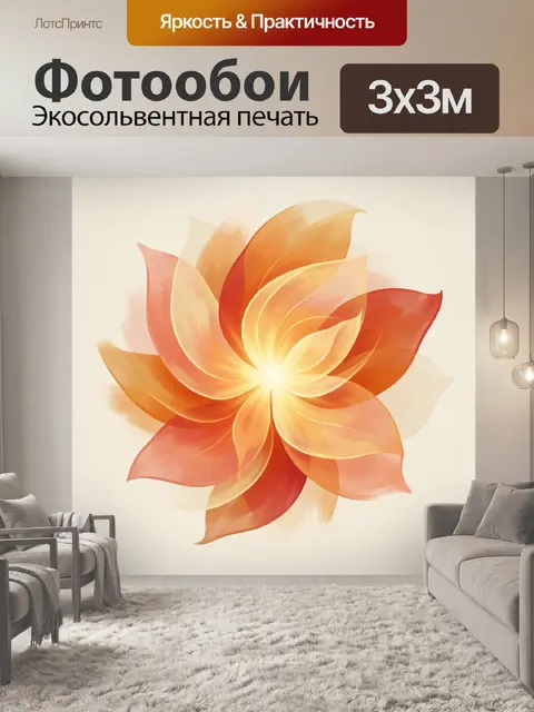 Фотообои Абстрактный цветок в тёплых тонах