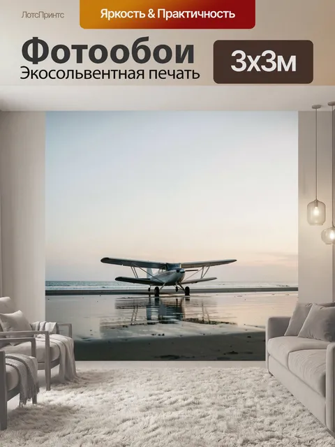Фотообои Винтовой самолет у моря