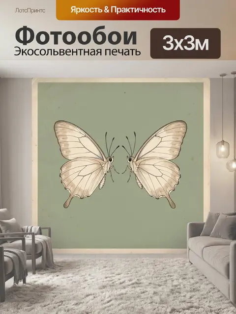 Фотообои Две светлые бабочки