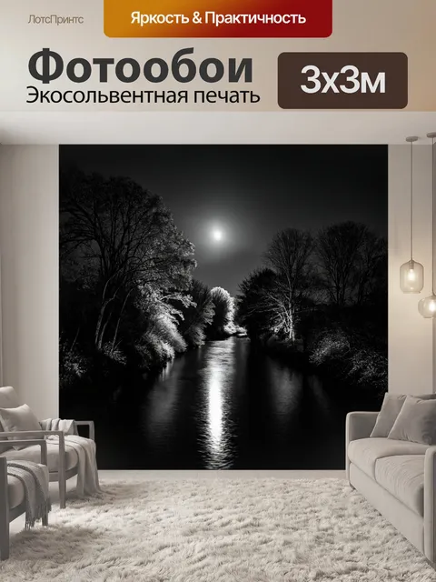 Фотообои ночь в стиле черно-белый