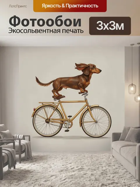 Фотообои Такса на винтажном велосипеде