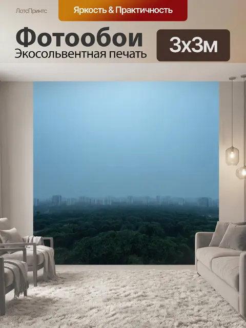 Фотообои туман в стиле футуристический, запустение будущего, завуалированный туманом город