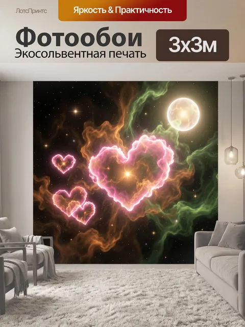Фотообои Космические сердца и лунное сияние