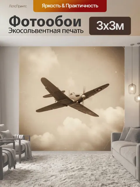 Фотообои Истребитель в облачном небе