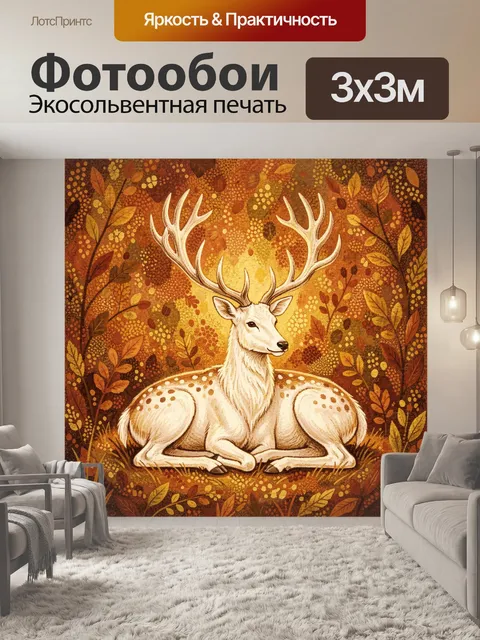 Фотообои Белый олень с ветвистыми рогами
