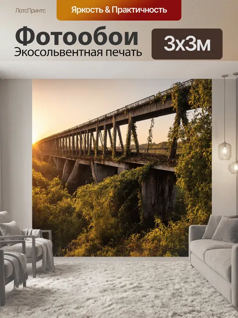 Фотообои винтаж с изображением заброшенного моста, который явно видел лучшие времена