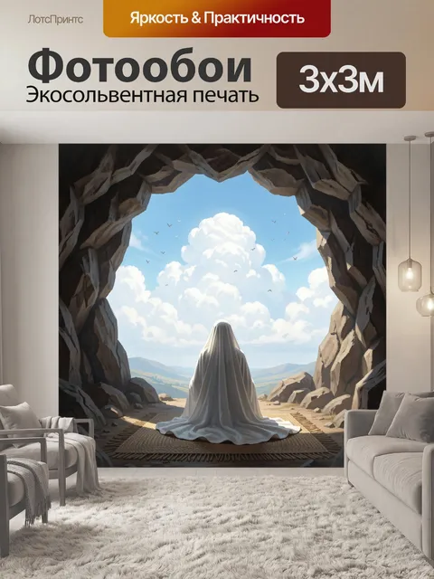 Фотообои Фигура в пещере у неба