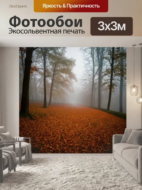 Фотообои осень — таинство вечернего тумана, покрывающего землю
