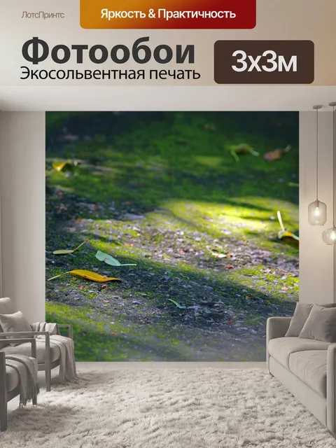 Фотообои листья на покрытой мхом поверхности