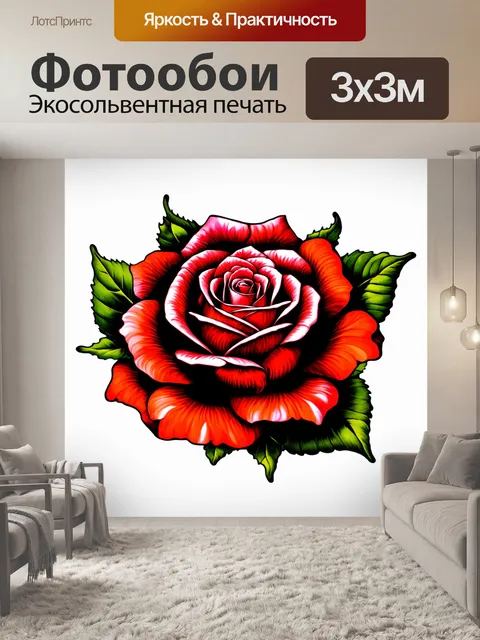 Фотообои розы в стиле искусство татуировки с цветочными узорами и спиралями