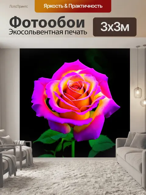 Фотообои розы в стиле футуризм, акцент на цвете и свете, абстракция и динамика