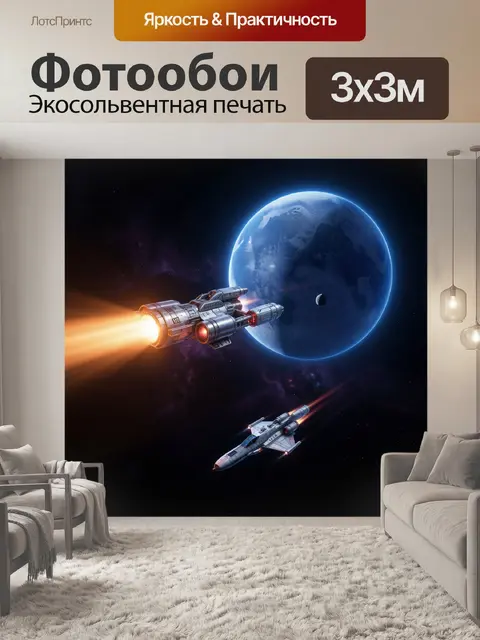 Фотообои Космические корабли у синей планеты
