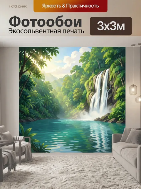 Фотообои Тропический водопад в джунглях