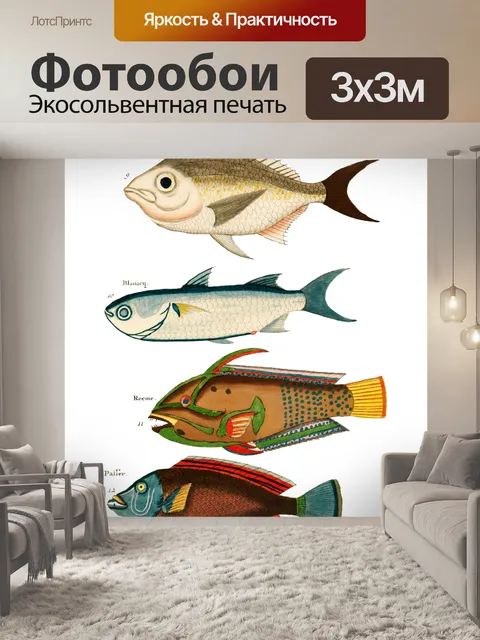 Фотообои Рыба Винтаж Искусство Иллюстрация