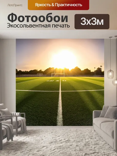 Фотообои добро пожаловать на футбольное поле на закате