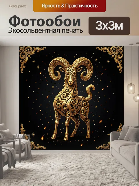 Фотообои Золотой олень с завитками