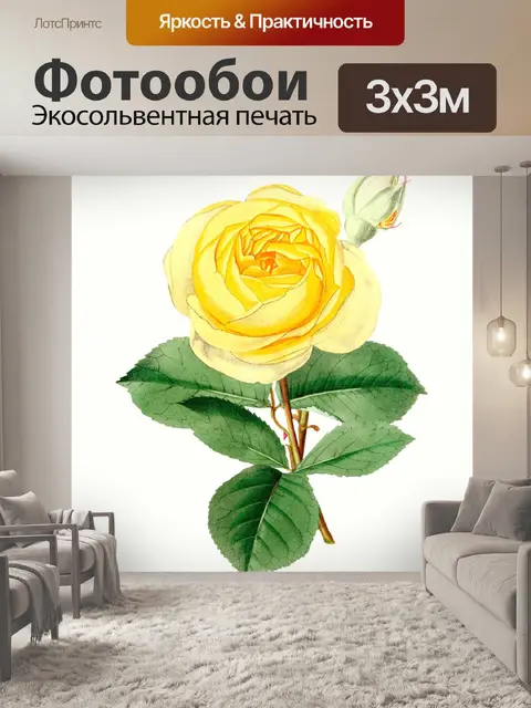 Фотообои Роза цветок желтый винтаж