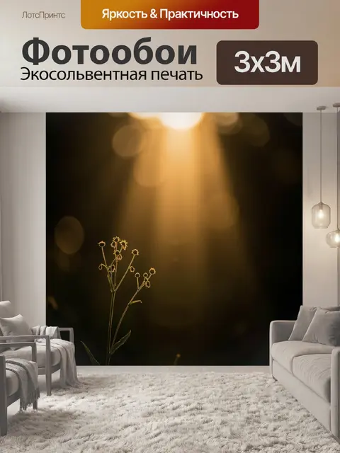 Фотообои Силуэт полевых цветов в лучах