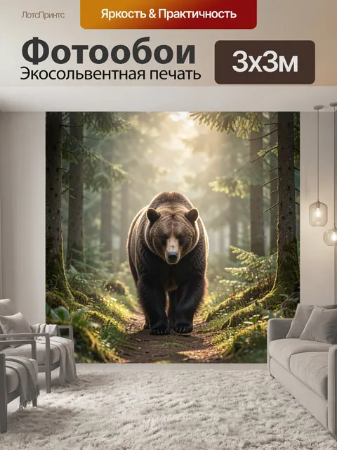 Фотообои Бурый медведь в лесу