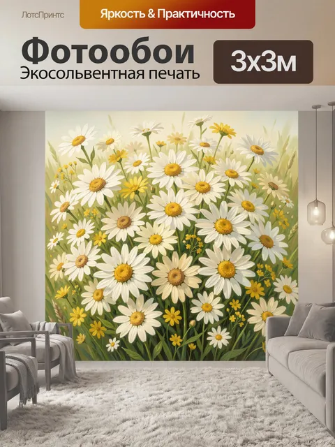 Фотообои Луговые ромашки в цвету