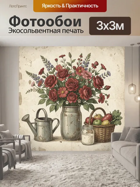 Фотообои Букет роз и полевых цветов