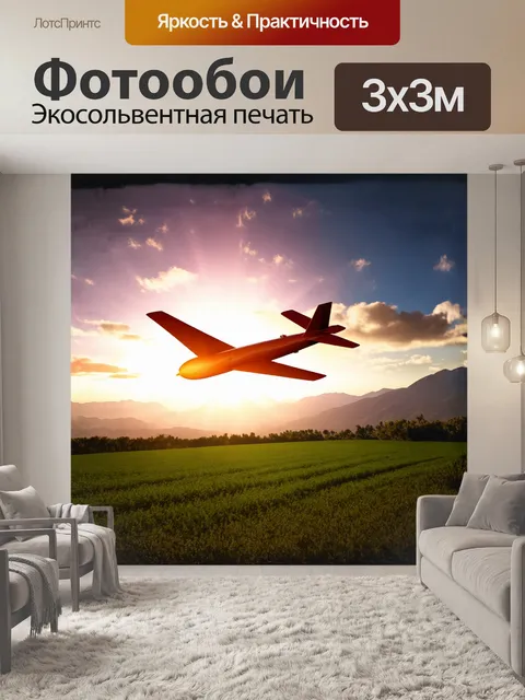 Фотообои плавно парящий планер высоко в небесах, освещённый яркими лучами заката