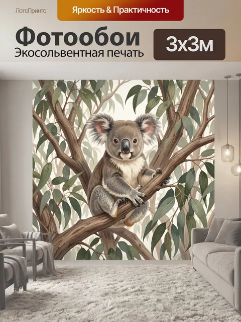 Фотообои Коала среди ветвей эвкалипта