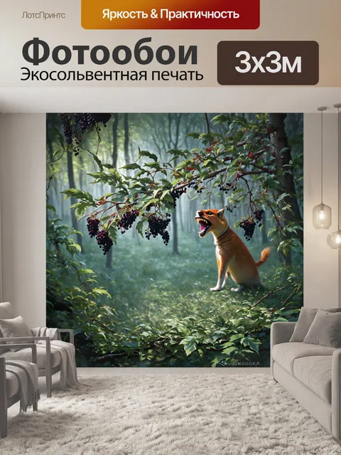 Фотообои в глубине леса, где лёгкая дымка обвивает ветви, буйно растет бузина, а самбук кажется охранником тайны