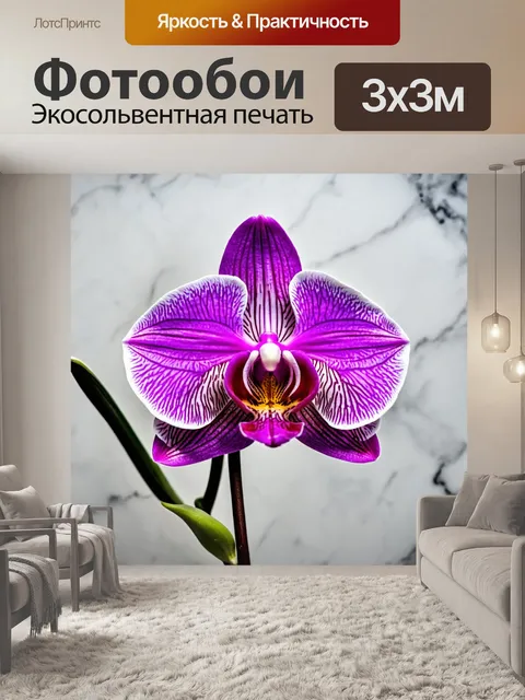 Фотообои орхидея в мраморной композиции, элегантность и изящество