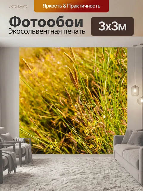 Фотообои Трава цветочное поле, полевые цветы