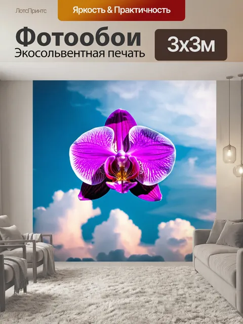 Фотообои орхидея в облаках, символизирующая мечты и вдохновение