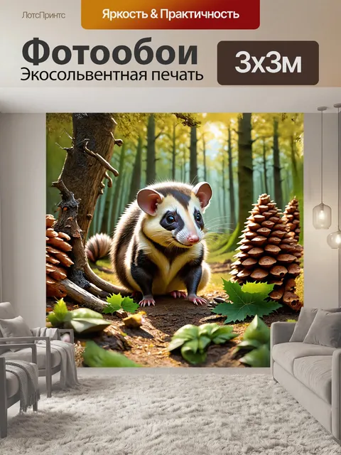 Фотообои опоссум сидит на корточках