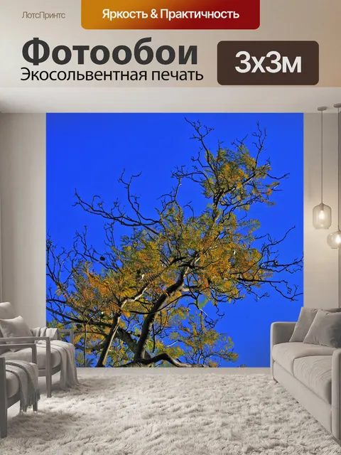 Фотообои Скраггли ветвь с желтыми листьями