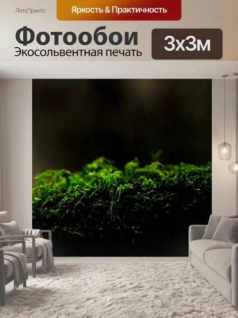 Фотообои Мосс Крупным планом на бревне